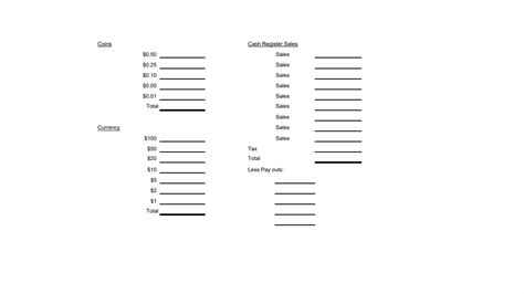 Free Printable Cash Drawer Count Sheet Printable Templates