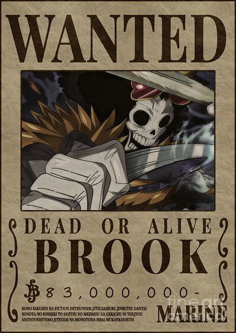 Brook One Piece Poster Wanted Digital Art By Anime One Piece Pixels