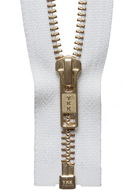 Brass Metal Open End Zip 30cm White Ykk Groves And Banks