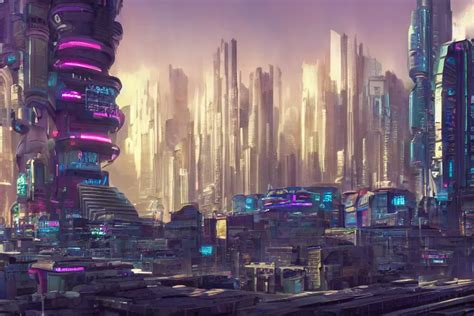 Optimistic Bright Utopian Futuristic Cyberpunk City Stable Diffusion