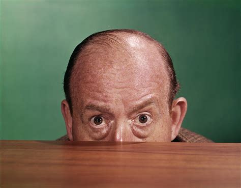 1960s Balding Man Peeking Over Desktop Photograph By Vintage Images
