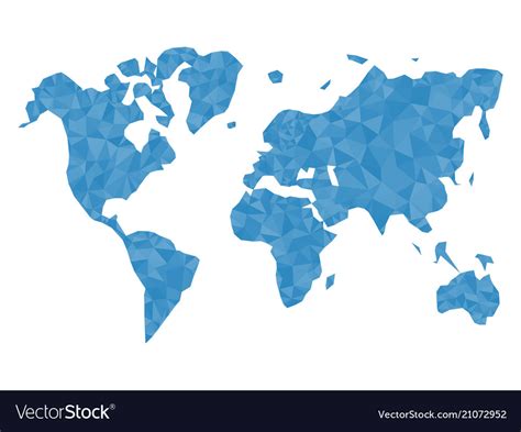 Blue Polygonal World Map Isolated On White Backgro