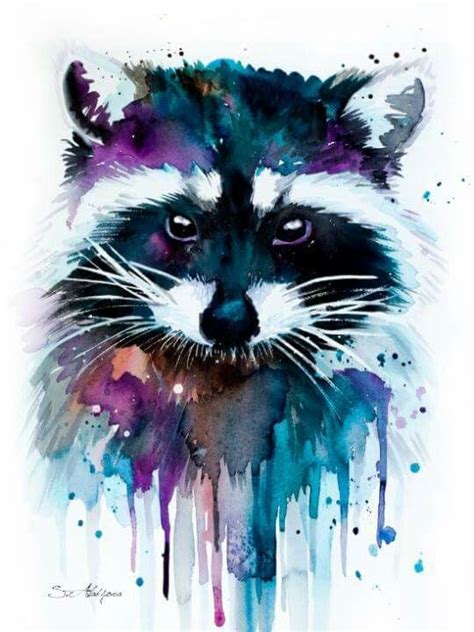 An Image Of A Raccoon With Paint Splatters On It