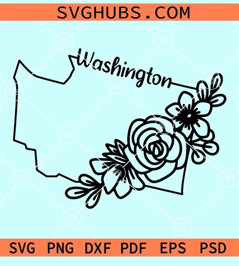 Floral Washington State Map Svg Map Of Washington Svg Map Of