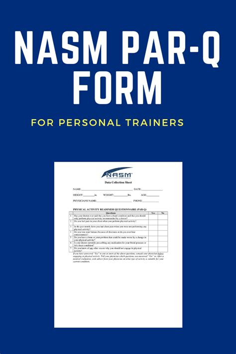 Par Q Form You Can Download From Nasm Nasm Cpt Workout Log Personal