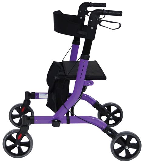 Deluxe Ultra Lightweight Adjustable Folding 4 Wheeled Rollator Purple