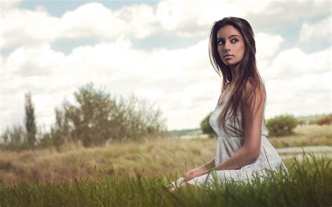 Wallpaper Sunlight Women Outdoors Model Long Hair Brunette White