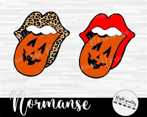2 Files Pumpkin Lips Svg Pumpkin Tongue Svg Halloween Lips Etsy