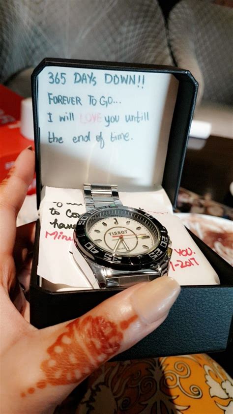 Speak from the heart and make valentine's day one to remember this year with a card that has a loving message inside! Gave him wrist watch with a love note. | 1st anniversary ...