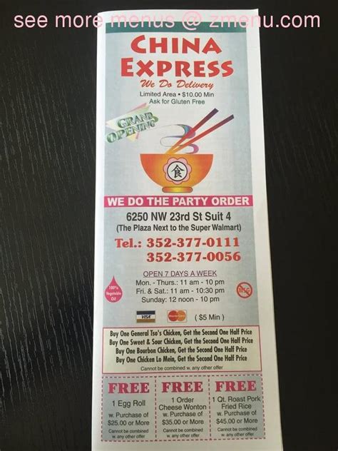 Online Menu Of China Express Restaurant Gainesville Florida 32653