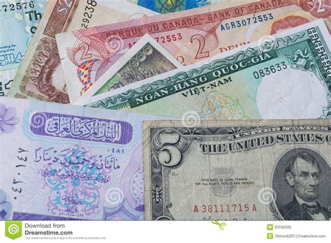 Collage Of Money Or Bank Notes From Different Countries Stock Image