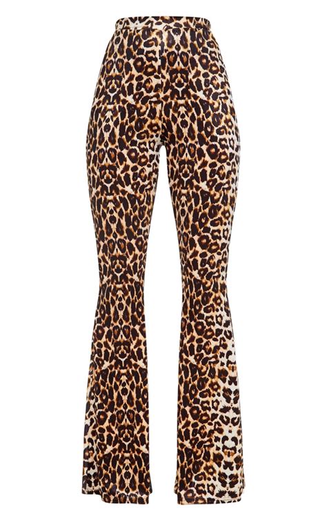 leopard print velvet flared pants prettylittlething ksa