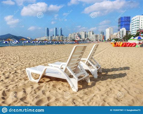 Morning Of Summer Gwangalli Beach Busan South Korea Asia Stock Image