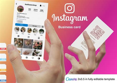 Instagram Ui Inspired Customizable Business Card Template Editable
