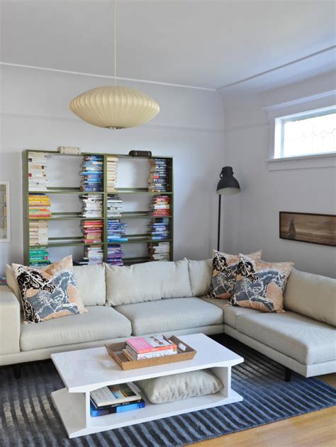 How to choose between a sectional and a sofa for your living space a sofa paired with a loveseat or chairs can also provide more visual space in your room since there is empty space between the pieces; Bookshelves Behind Sofa Home Design Ideas, Pictures ...