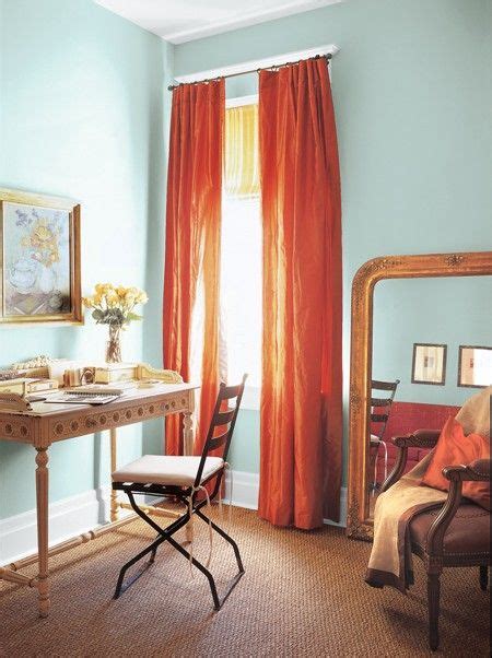 The original color of the walls is cream to light orange but opening the aperture does make the color pop. Balancing orange… | Bedroom orange, Home, Pale blue walls