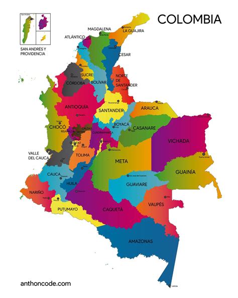 Colombia Mapa Mapa Colombia Con Bogota