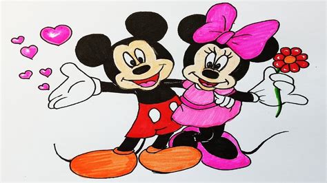 How To Draw Mickey Mouse And Minnie Mousestep By Stepeasy Draw Youtube