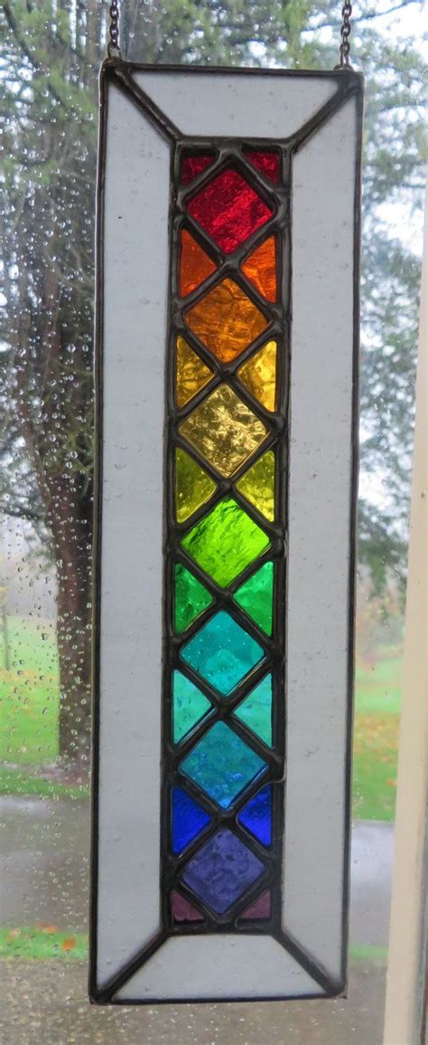 Rainbow Lattice Stunning Bright Stained Glass Suncatcher Pewtermoonsilver Stained Glass Diy