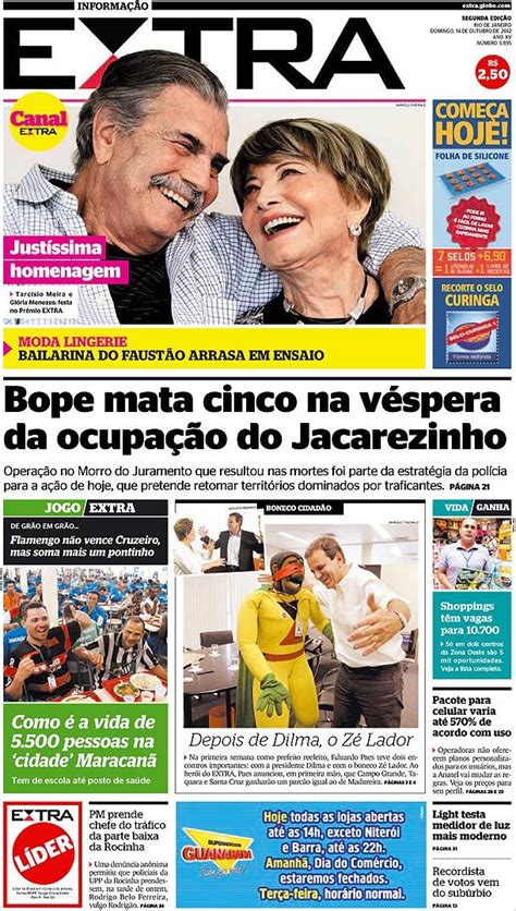 14 10 2012 capas do jornal extra extra online capa jornal jornalismo primeira pagina