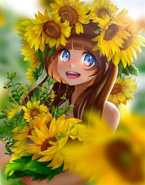 Pin By Xuânˆˆ On Anime Art Sunflower Anime Flower Anime Art Girl