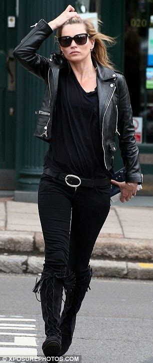 Kate Moss Works The Rock Chick Look In Leather Biker Jacket And Black Skinny Jeans After Evening