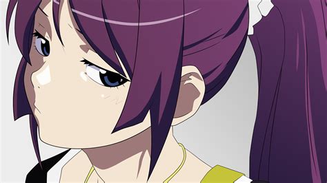 Blue Eyes Purple Hair Face Anime Anime Girls Senjougahara Hitagi