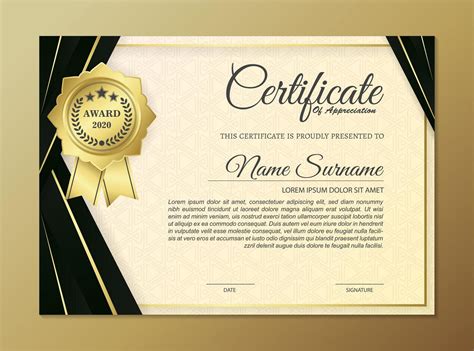 Premium Golden Black Certificate Template Design 1340042 Vector Art At