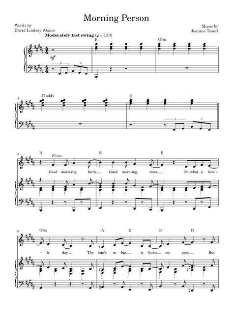 Morning Person Sheet Music For Piano Vocals By Shrek The Musical