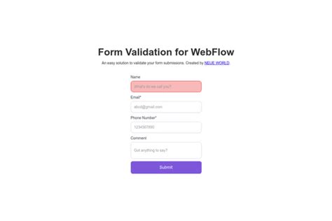 Instant Form Validation Webflow