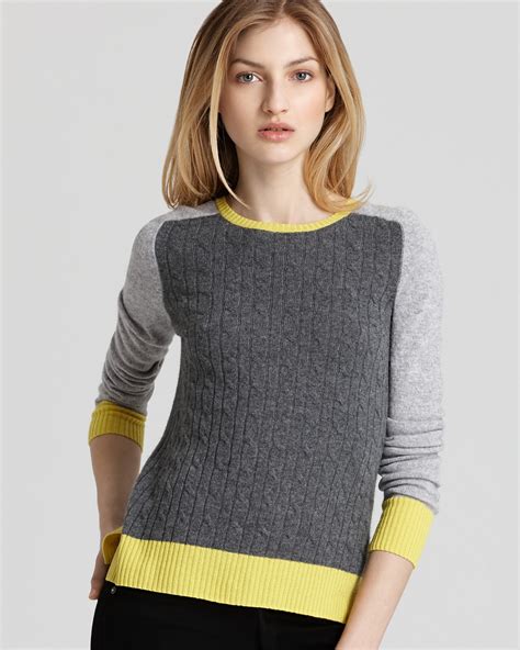 Quotation Autumn Cashmere Sweater Color Block Zip Back Cable