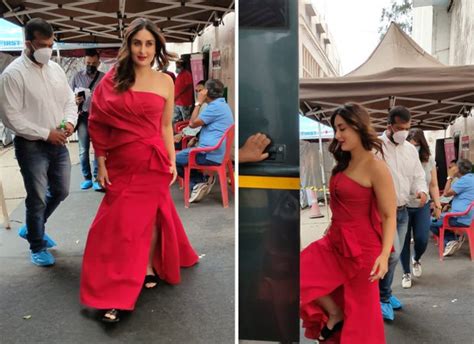 Kareena Kapoor Khan Looks Smoking Hot In A Fiery Red Off Shoulder Gown Bollywood News