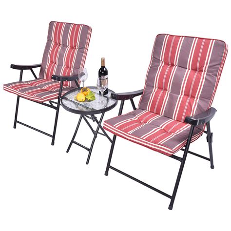 Choose from tropical rattan, classic adirondack chairs, folding patio chairs, and even hardwood patio benches. Patio 3 Pcs Outdoor Folding Chairs Table Set Furniture ...
