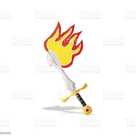 Cartoon Flaming Sword Stock Illustration Download Image Now Istock