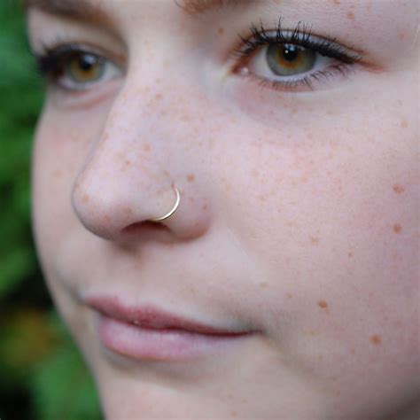 Gold Nose Ring 14 Karat Hoop Dainty Nose Ring Thin Nose Etsy Canada