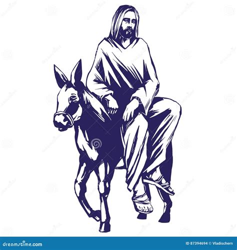 Palm Sunday Jesus Christ Rides On A Donkey Into Jerusalem Symbol Of