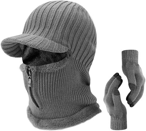 Tagvo Winter Unisex Knitted Balaclava Face Mask Cover Thick Warm Fleece Lining Beanies Hat