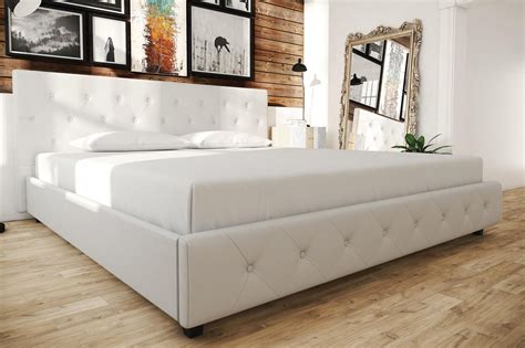 Dhp Dakota Upholstered Platform Bed King Size Frame White Walmart