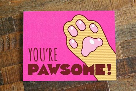 Cat pun greeting cards cafepress. Cat Card "You're Pawsome!" - cat pun card, funny card ...