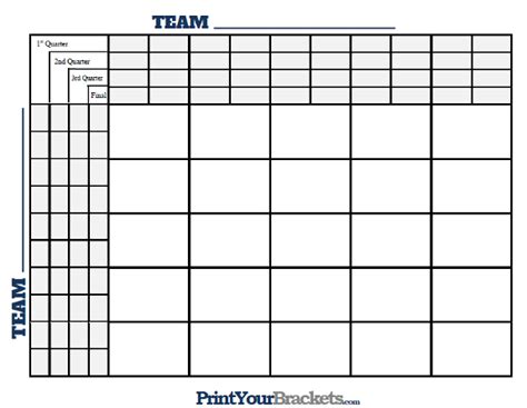 25 Square Grid With Quarter Lines Printable Version
