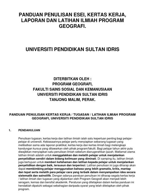 Menulis suatu tesis sangat memerlukan adanya suatu tahapan yang paling memakan waktu, jadi langkah pertama pastikan pada format penulisan tesis sudah dibuat dengan sesuai dengan petunjuk pedoman pada syarat penulisan tesis universitas kamu berada. Panduan Penulisan Esei, Kertas Kerja, Laporan untuk ...