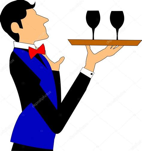 Waiter With Tray And Glasses Stock Vector Image By ©retroartist 16893095