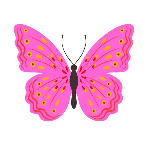 Ilustrasi Clipart Sayap Kupu Kupu Merah Muda Yang Lucu Vektor, Kupu