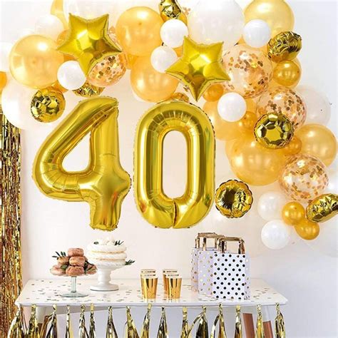 40 Number Balloon 40th Birthday Decorations Gold Balloons Etsy Uk