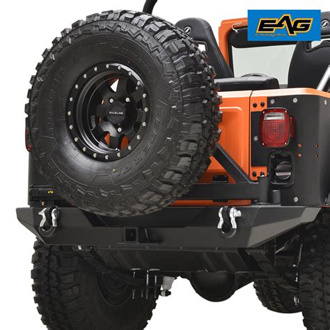 Eag Rear Bumper With Secure Lock Tire Carrier Fit For 76 86 Jeep
