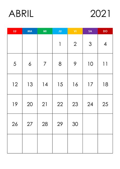 Calendario Abril 2021 Calendariossu