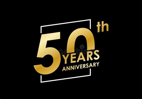 50 Years Anniversary Logo 50th Birthday Golden Badge Stock Vector