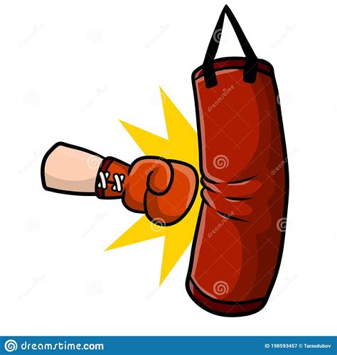 Red Boxing Glove Punch The Punching Bag Stock Vector Illustration Of