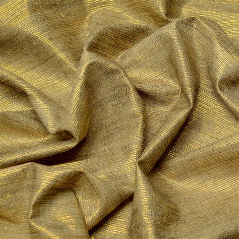 Gold Lurex Metallic And Tassah Silk Fabric 44 Wide By Etsy