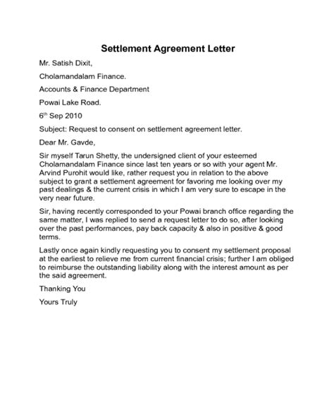 Settlement Agreement Letter Sample Edit Fill Sign Online Handypdf